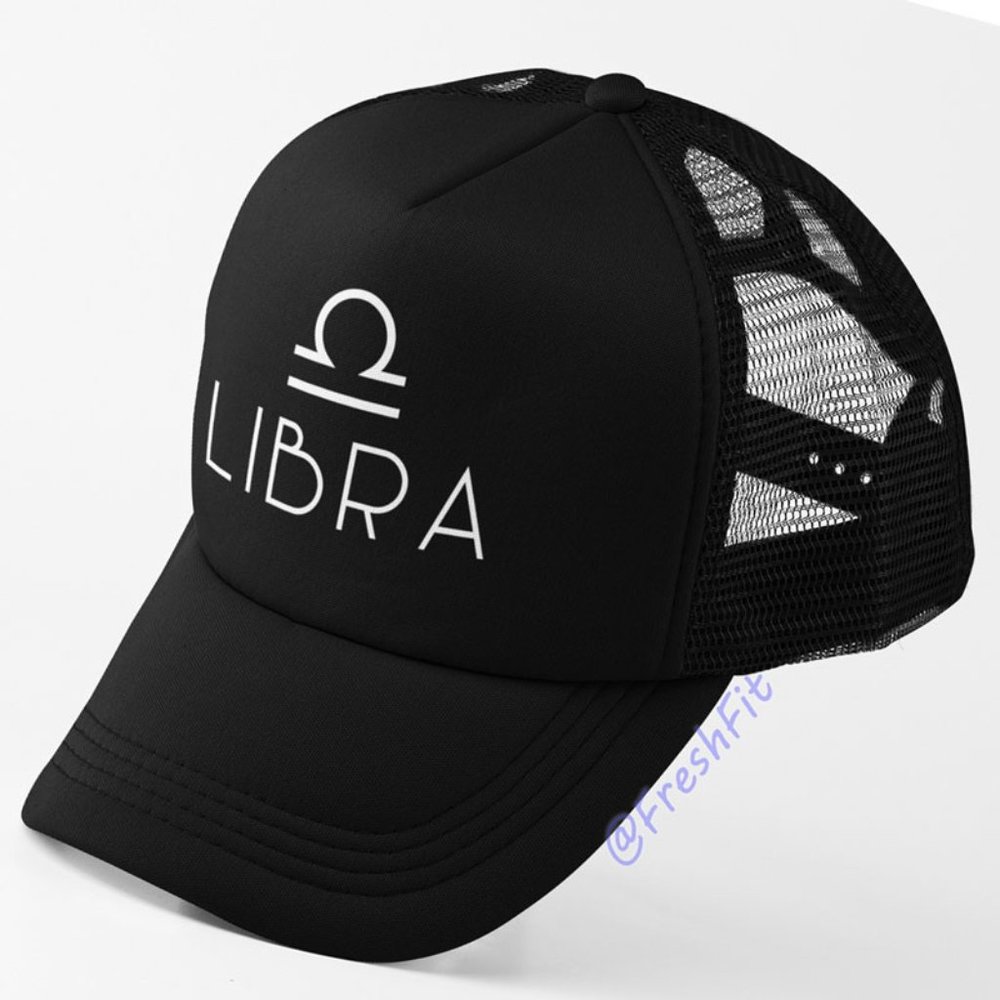 🆕Libra Zodiac Sign Black Foam Trucker Hat Mesh Snapback Cap